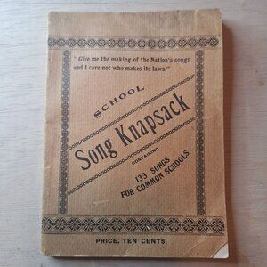 Antique 1899 School Song Knapsack Book H R Pattengill Lansing Michigan Pocket
